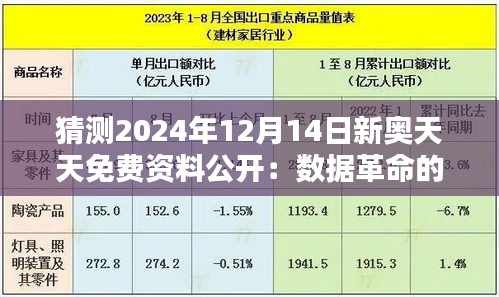 猜測2024年12月14日新奧天天免費(fèi)資料公開：數(shù)據(jù)革命的預(yù)示