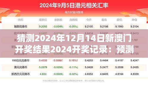 猜測2024年12月14日新澳門開獎結(jié)果2024開獎記錄：預(yù)測技巧與直覺的對決