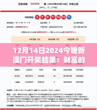 12月14日2024今晚新澳門開獎結(jié)果：財富的誘惑，夢想的力量，今夜揭曉！