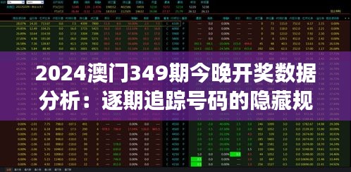 2024澳門349期今晚開獎(jiǎng)數(shù)據(jù)分析：逐期追蹤號碼的隱藏規(guī)律