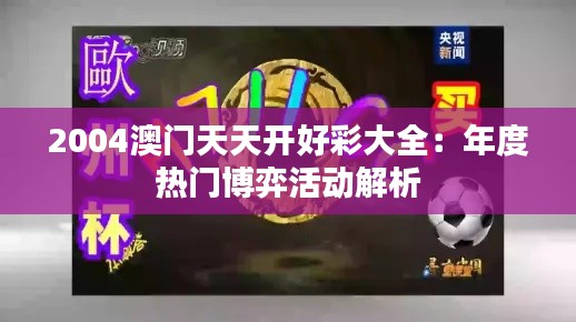 2004澳門天天開好彩大全：年度熱門博弈活動(dòng)解析