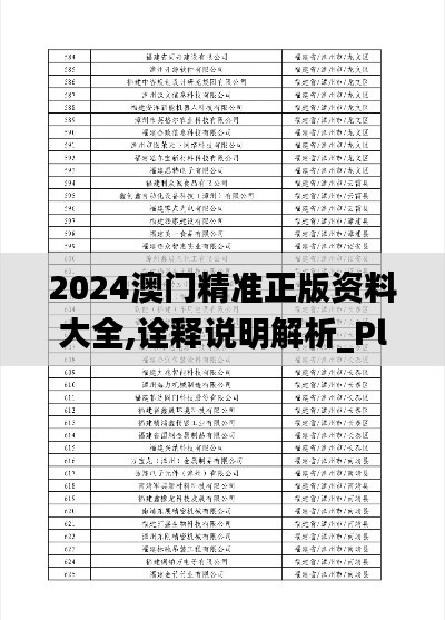 2024澳門精準正版資料大全,詮釋說明解析_Plus10.877