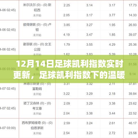 12月14日足球凱利指數實時更新，賽場上的溫暖日常與友情見證
