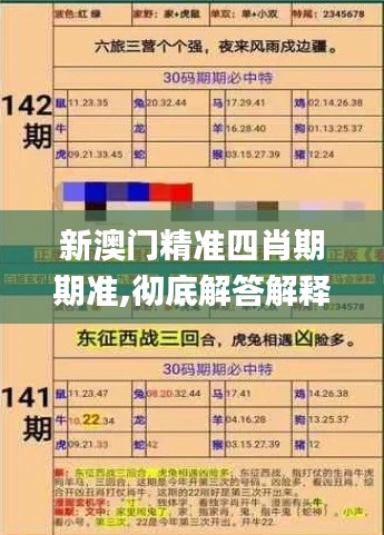 新澳門精準(zhǔn)四肖期期準(zhǔn),徹底解答解釋落實(shí)_SP4.500