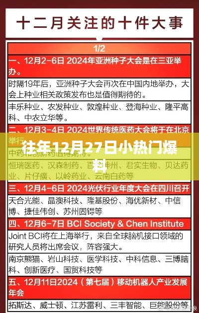 年終小熱門爆料揭秘，歷年十二月二十七日回顧