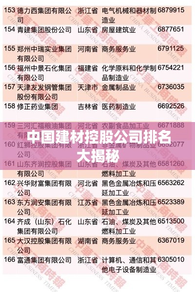 中國(guó)建材控股公司排名大揭秘