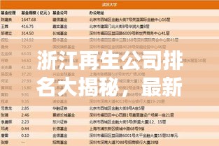 浙江再生公司排名大揭秘，最新榜單，不容錯過！