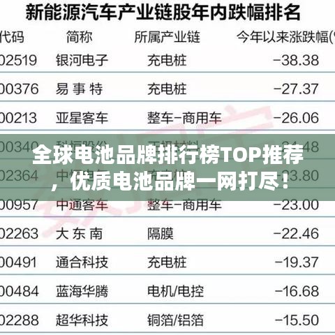全球電池品牌排行榜TOP推薦，優(yōu)質(zhì)電池品牌一網(wǎng)打盡！