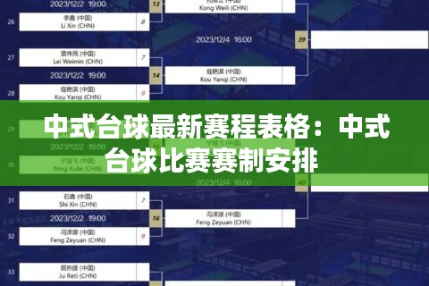 中式臺球最新賽程表格：中式臺球比賽賽制安排 