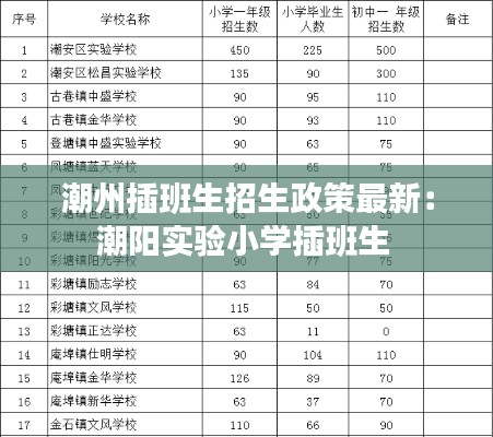潮州插班生招生政策最新：潮陽(yáng)實(shí)驗(yàn)小學(xué)插班生 
