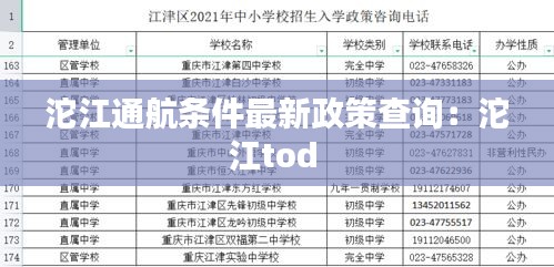 沱江通航條件最新政策查詢：沱江tod 