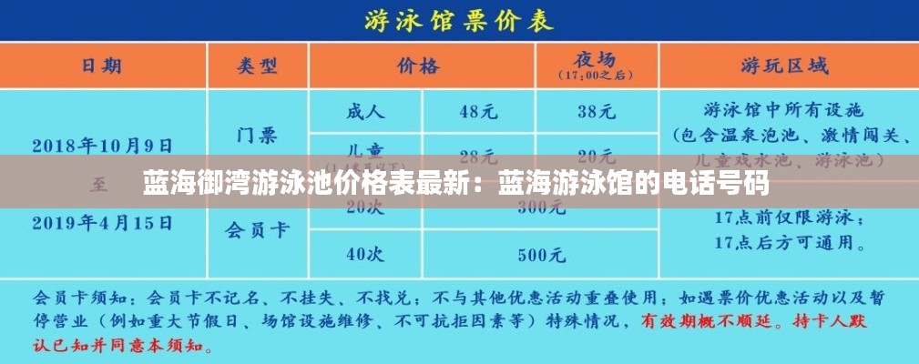 藍(lán)海御灣游泳池價(jià)格表最新：藍(lán)海游泳館的電話號(hào)碼 