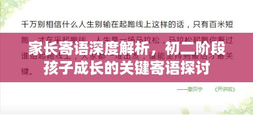 家長寄語深度解析，初二階段孩子成長的關(guān)鍵寄語探討