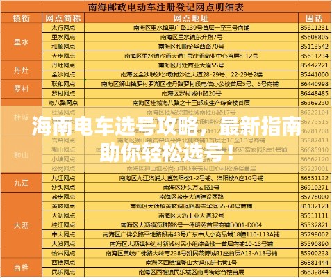 海南電車選號(hào)攻略，最新指南助你輕松選號(hào)！