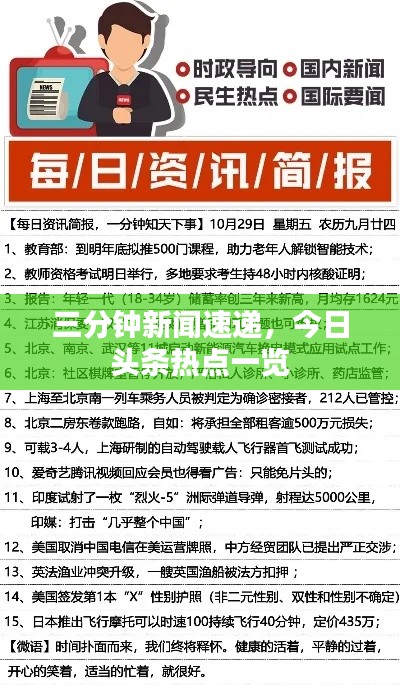三分鐘新聞速遞，今日頭條熱點一覽