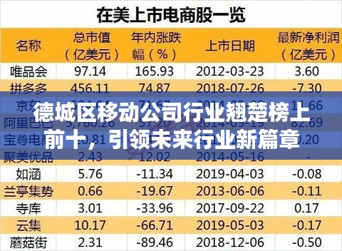 德城區(qū)移動(dòng)公司行業(yè)翹楚榜上前十，引領(lǐng)未來(lái)行業(yè)新篇章
