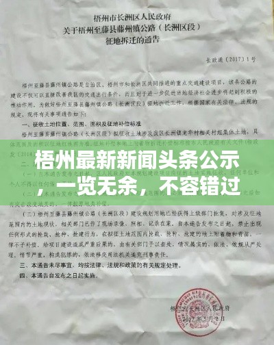 梧州最新新聞頭條公示，一覽無余，不容錯過！