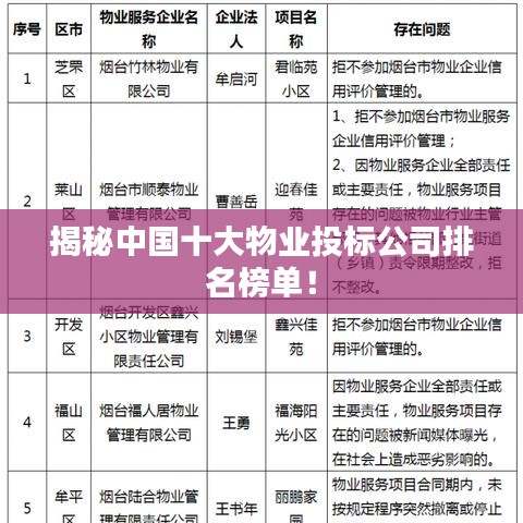 揭秘中國十大物業(yè)投標(biāo)公司排名榜單！