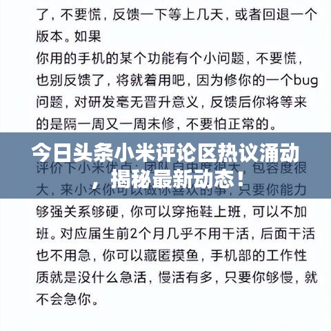 今日頭條小米評論區(qū)熱議涌動，揭秘最新動態(tài)！