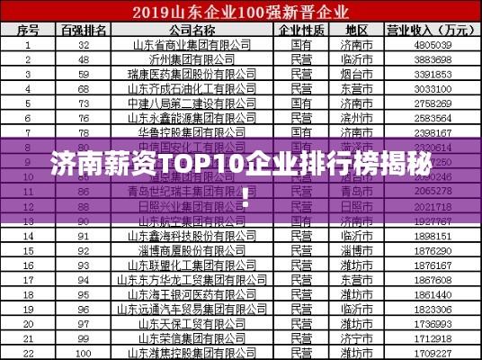 濟(jì)南薪資TOP10企業(yè)排行榜揭秘！