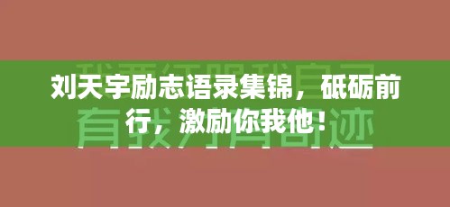 劉天宇勵志語錄集錦，砥礪前行，激勵你我他！