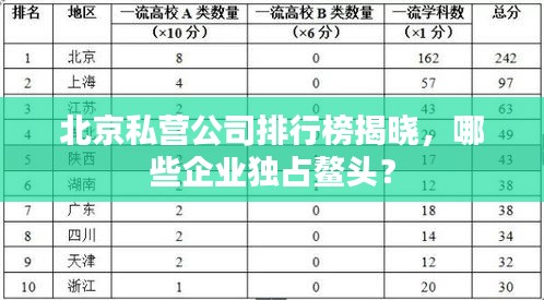 北京私營(yíng)公司排行榜揭曉，哪些企業(yè)獨(dú)占鰲頭？