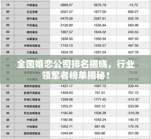 全國婚戀公司排名揭曉，行業(yè)領(lǐng)軍者榜單揭秘！