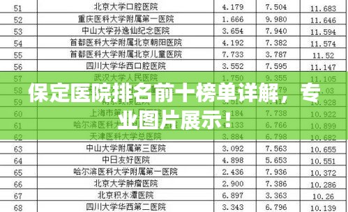 保定醫(yī)院排名前十榜單詳解，專業(yè)圖片展示！