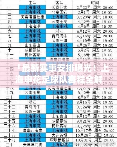 「最新賽事安排曝光！上海申花足球隊賽程全解析」