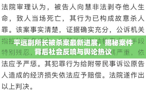 平遠(yuǎn)副所長(zhǎng)被殺案最新進(jìn)展，揭秘案件背后社會(huì)反響與輿論熱議