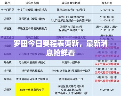 羅田今日賽程表更新，最新消息搶鮮看