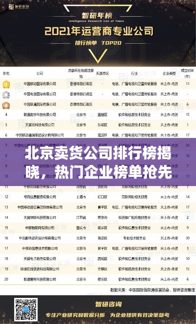 北京賣(mài)貨公司排行榜揭曉，熱門(mén)企業(yè)榜單搶先看！