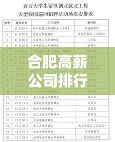 合肥高薪公司排行榜揭曉，揭秘高薪就業(yè)熱門企業(yè)名單！
