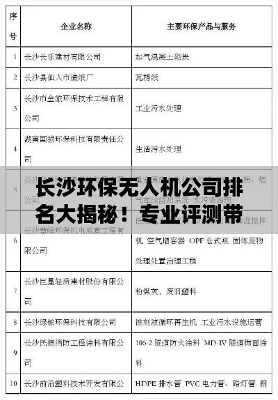 長沙環(huán)保無人機公司排名大揭秘！專業(yè)評測帶你了解行業(yè)佼佼者