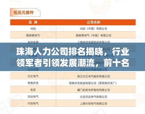 珠海人力公司排名揭曉，行業(yè)領(lǐng)軍者引領(lǐng)發(fā)展潮流，前十名榜單全解析