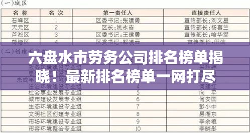 六盤水市勞務(wù)公司排名榜單揭曉！最新排名榜單一網(wǎng)打盡