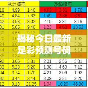 揭秘今日最新足彩預(yù)測(cè)號(hào)碼，足球彩票背后的秘密大解密！