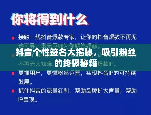 抖音個性簽名大揭秘，吸引粉絲的終極秘籍