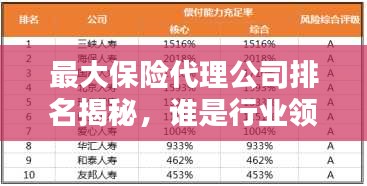 最大保險代理公司排名揭秘，誰是行業(yè)領頭羊？