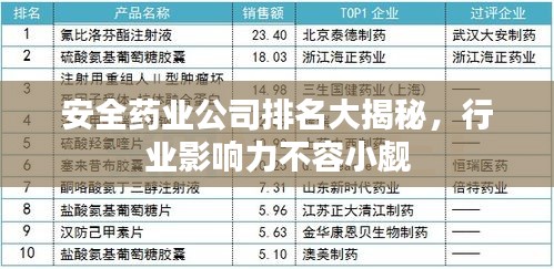 安全藥業(yè)公司排名大揭秘，行業(yè)影響力不容小覷