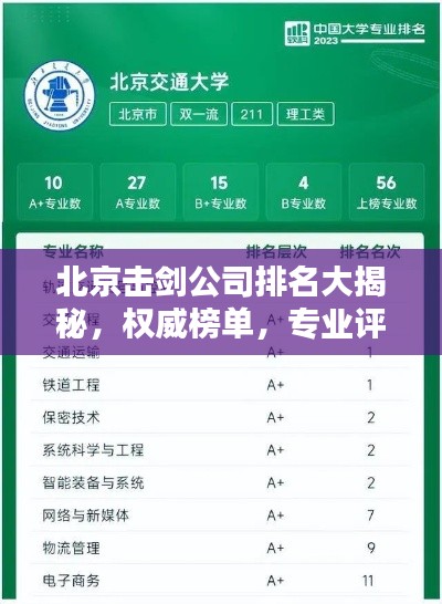 北京擊劍公司排名大揭秘，權(quán)威榜單，專業(yè)評估！