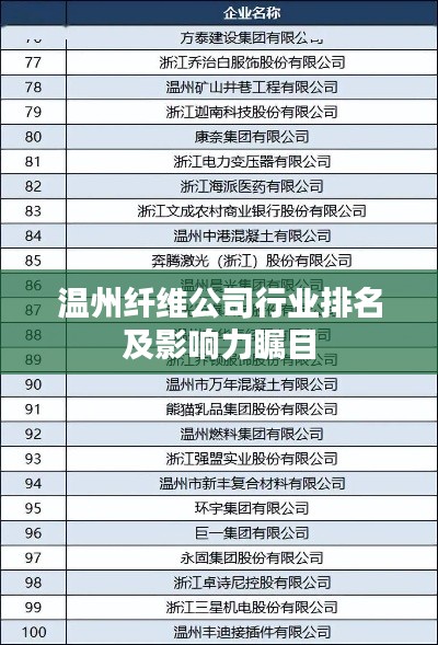 溫州纖維公司行業(yè)排名及影響力矚目