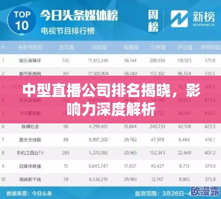 中型直播公司排名揭曉，影響力深度解析