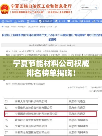 寧夏節(jié)能材料公司權(quán)威排名榜單揭曉！