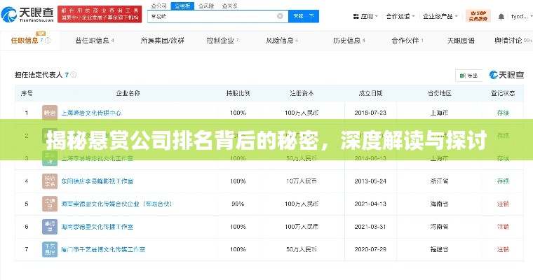 揭秘懸賞公司排名背后的秘密，深度解讀與探討