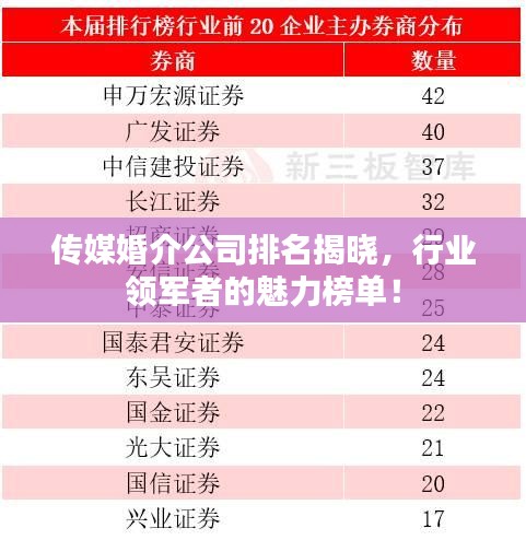 傳媒婚介公司排名揭曉，行業(yè)領(lǐng)軍者的魅力榜單！
