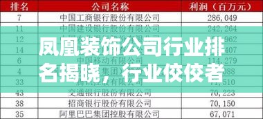 鳳凰裝飾公司行業(yè)排名揭曉，行業(yè)佼佼者，品質(zhì)之選！
