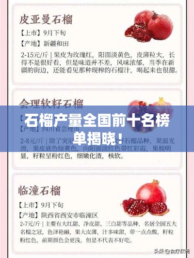 石榴產(chǎn)量全國(guó)前十名榜單揭曉！