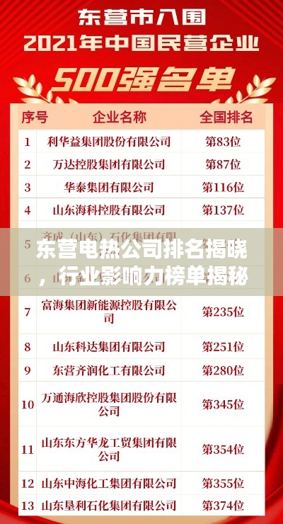 東營電熱公司排名揭曉，行業(yè)影響力榜單揭秘！