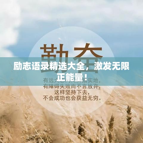 勵(lì)志語(yǔ)錄精選大全，激發(fā)無(wú)限正能量！